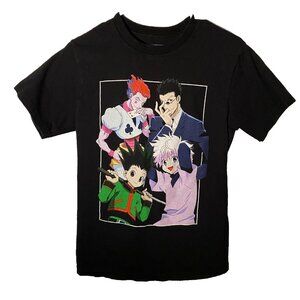 Hunter X Hunter Anime Shirt Mens Black Graphic Cartoon Colorful Japanese Size S